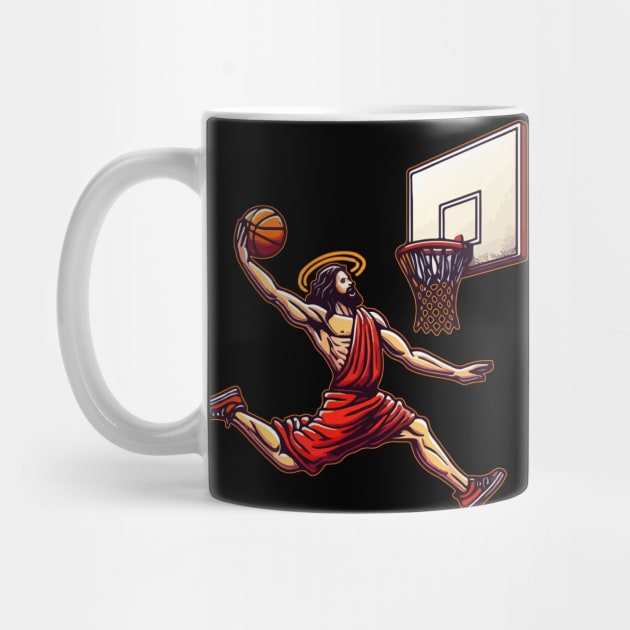 Funny Basketball Retro Jesus Christ by TomFrontierArt